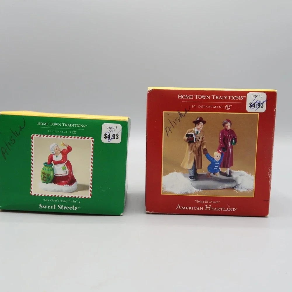 Christmas Village Figurines Lot of 5 Church Building Flowers Horse Carriage Show